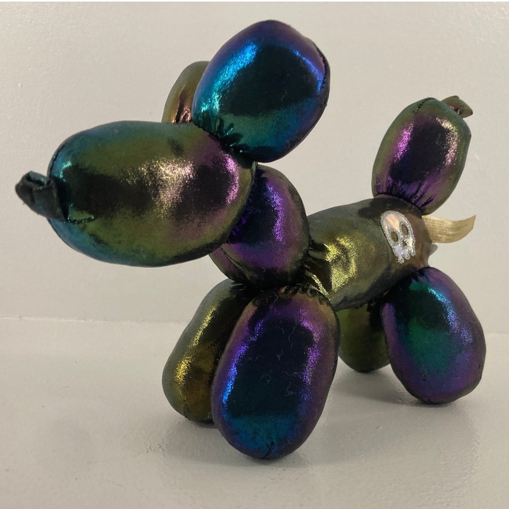 Iridescent Balloon Dog Stuffed Animal Plush Metallic Whimsigoth Emo Skull Gothic